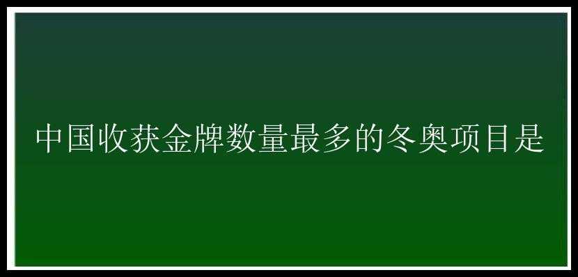 中国收获金牌数量最多的冬奥项目是