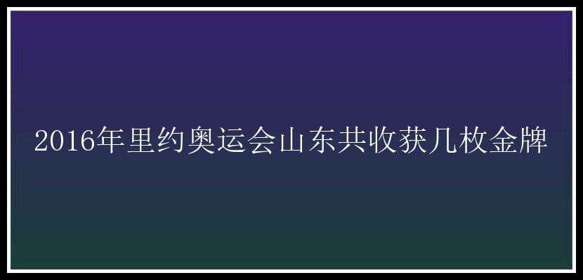 2016年里约奥运会山东共收获几枚金牌