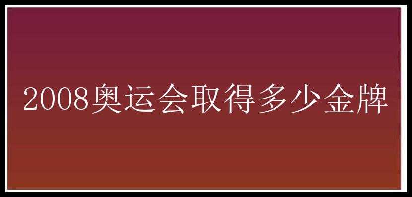 2008奥运会取得多少金牌