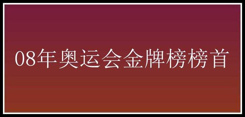 08年奥运会金牌榜榜首