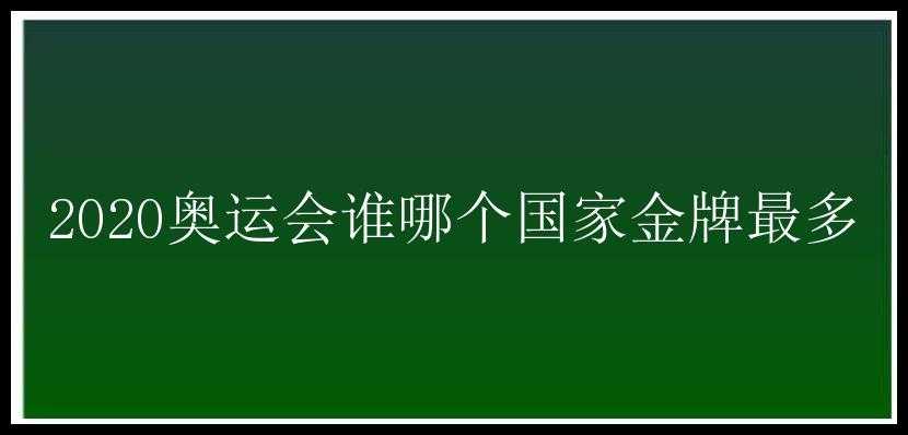 2020奥运会谁哪个国家金牌最多