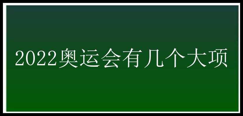 2022奥运会有几个大项