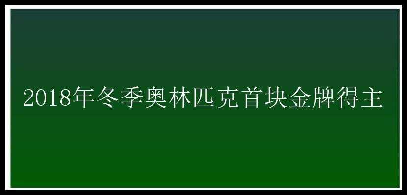 2018年冬季奥林匹克首块金牌得主