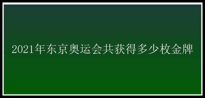 2021年东京奥运会共获得多少枚金牌