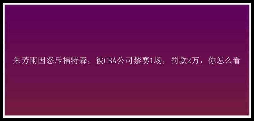 朱芳雨因怒斥福特森，被CBA公司禁赛1场，罚款2万，你怎么看