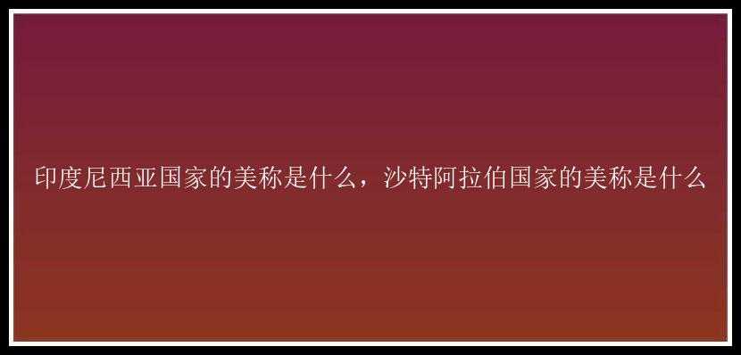 印度尼西亚国家的美称是什么，沙特阿拉伯国家的美称是什么