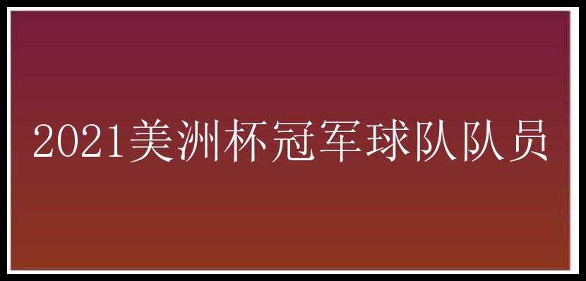 2021美洲杯冠军球队队员