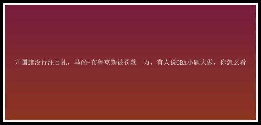 升国旗没行注目礼，马尚-布鲁克斯被罚款一万，有人说CBA小题大做，你怎么看