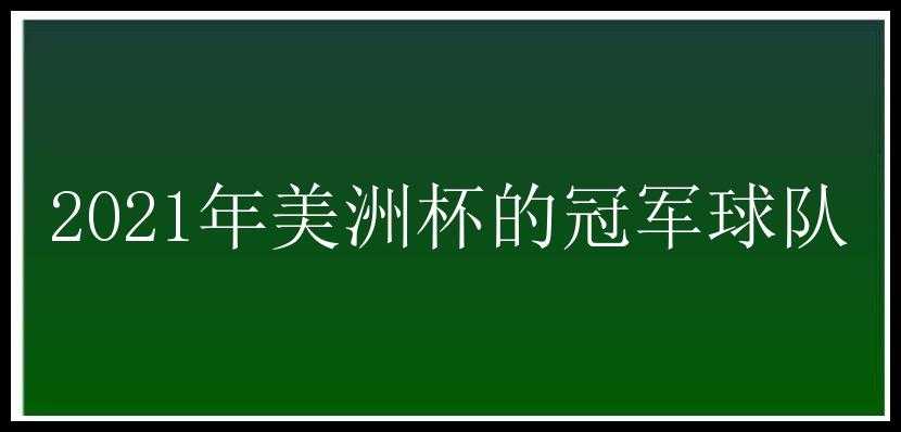 2021年美洲杯的冠军球队