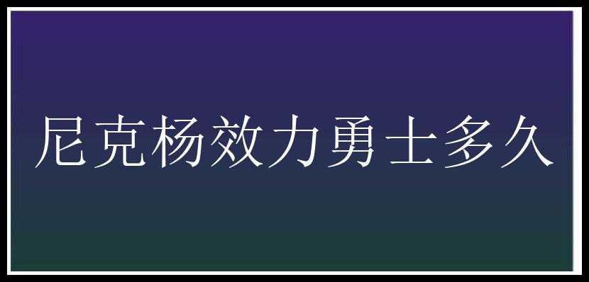 尼克杨效力勇士多久