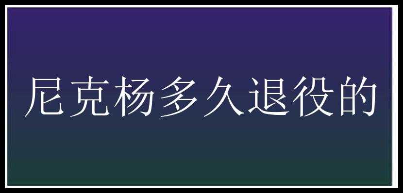 尼克杨多久退役的