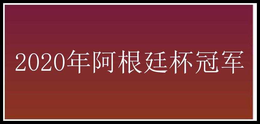 2020年阿根廷杯冠军