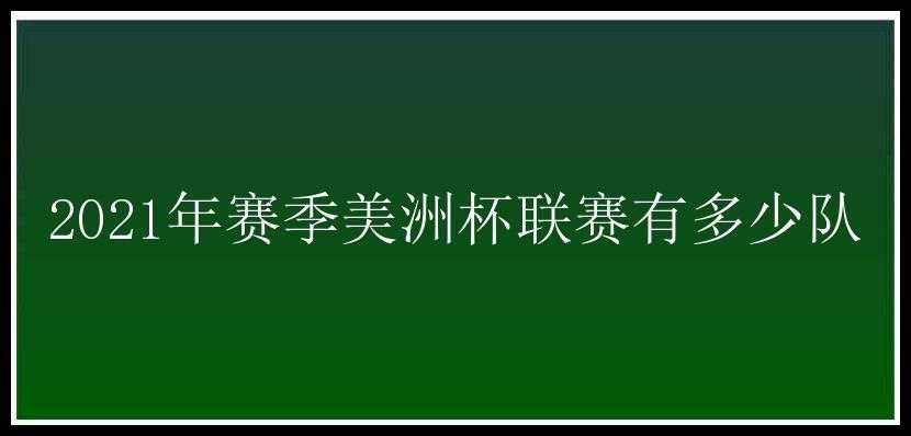 2021年赛季美洲杯联赛有多少队