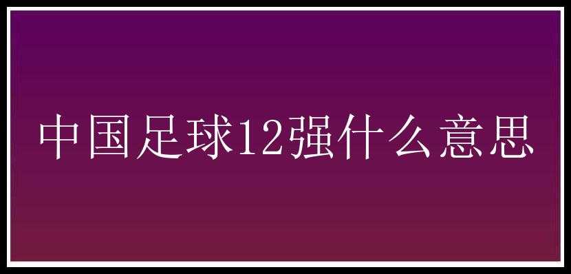 中国足球12强什么意思