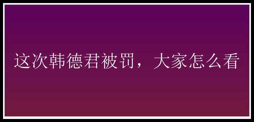 这次韩德君被罚，大家怎么看