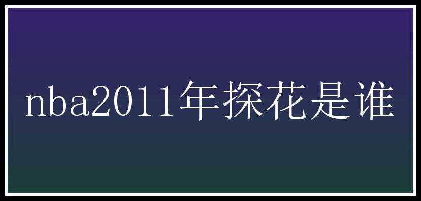 nba2011年探花是谁