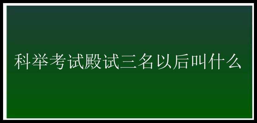 科举考试殿试三名以后叫什么