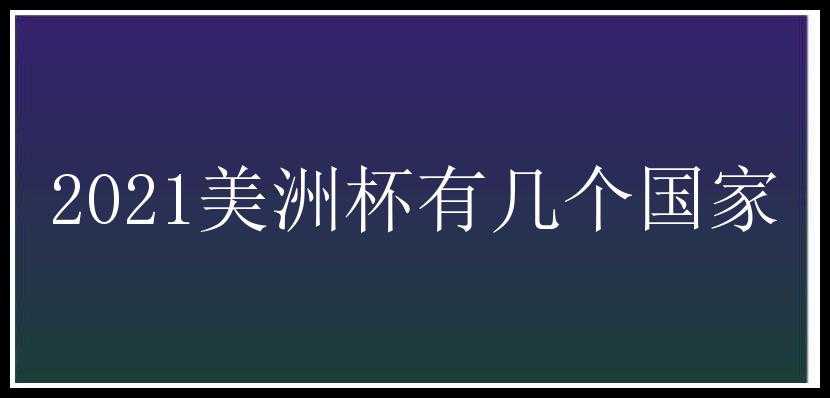 2021美洲杯有几个国家