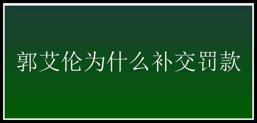 郭艾伦为什么补交罚款