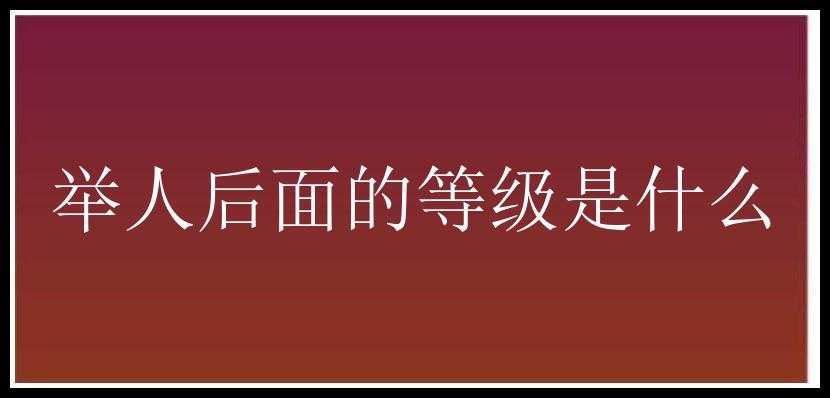 举人后面的等级是什么