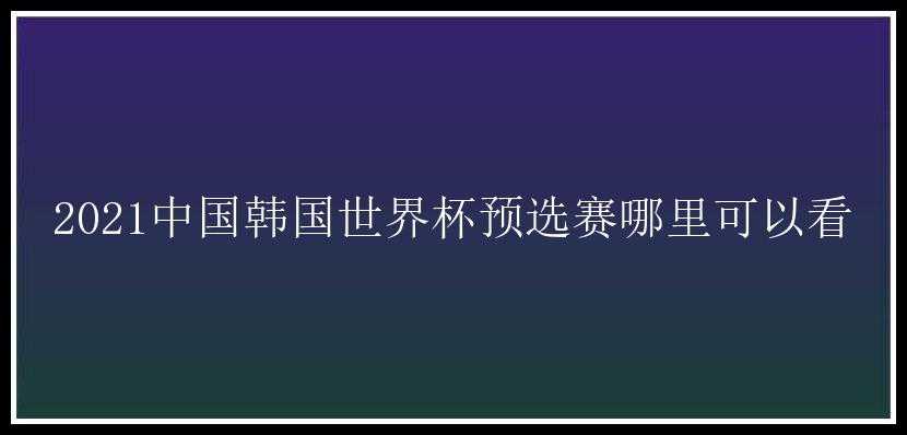 2021中国韩国世界杯预选赛哪里可以看