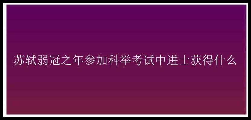 苏轼弱冠之年参加科举考试中进士获得什么