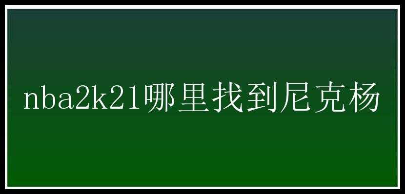 nba2k21哪里找到尼克杨