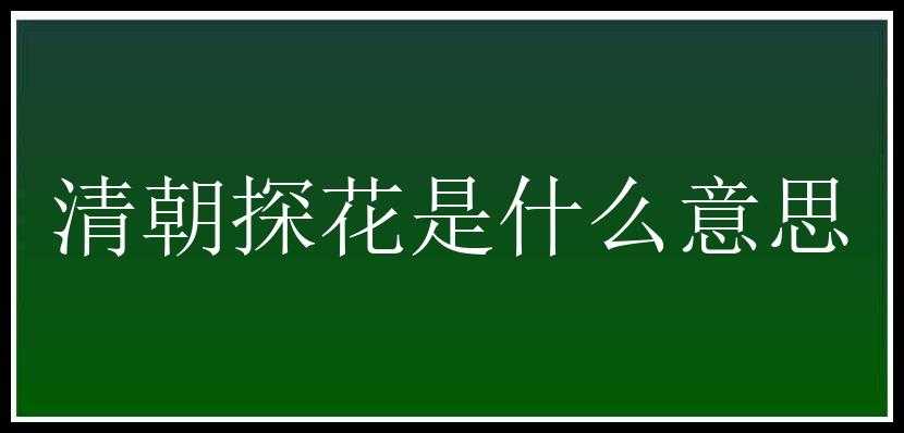 清朝探花是什么意思