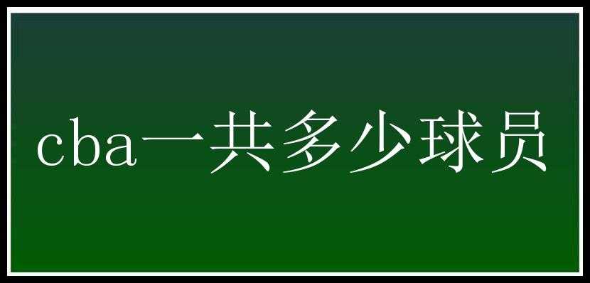 cba一共多少球员