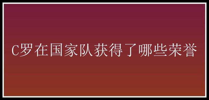 C罗在国家队获得了哪些荣誉