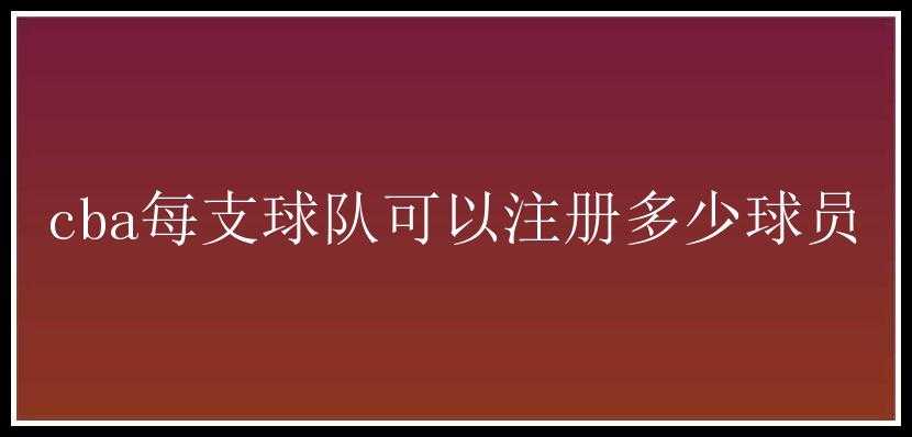 cba每支球队可以注册多少球员