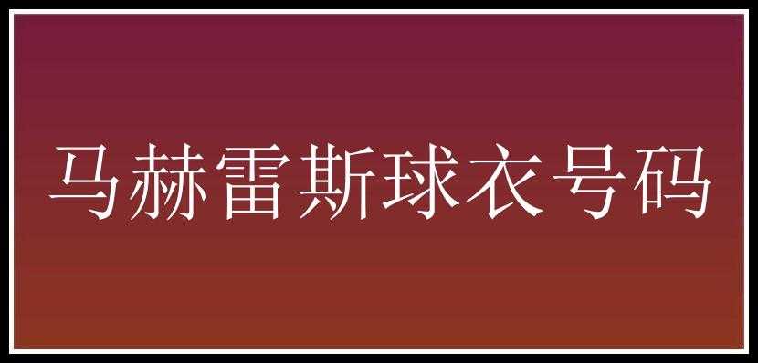 马赫雷斯球衣号码