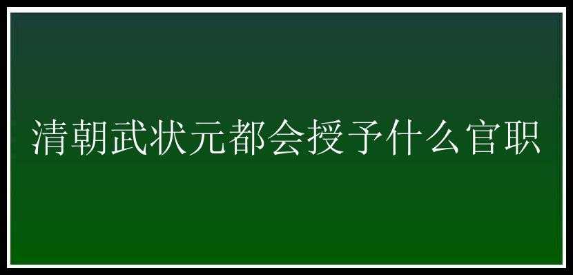 清朝武状元都会授予什么官职