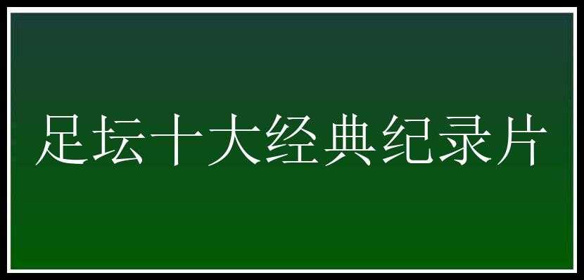 足坛十大经典纪录片