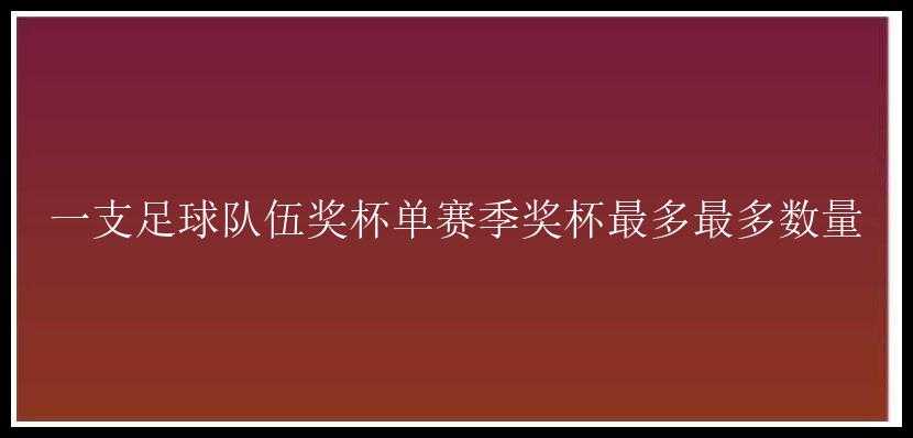 一支足球队伍奖杯单赛季奖杯最多最多数量