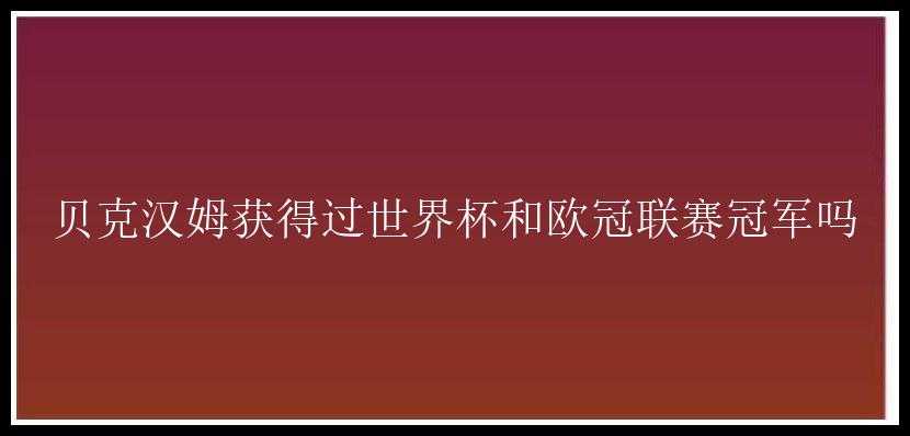 贝克汉姆获得过世界杯和欧冠联赛冠军吗