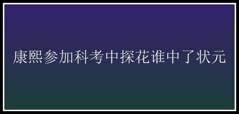 康熙参加科考中探花谁中了状元