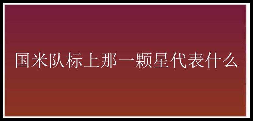 国米队标上那一颗星代表什么