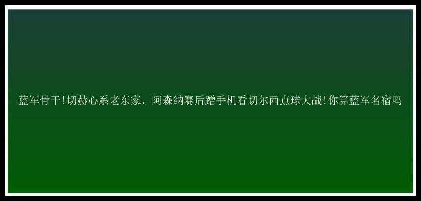 蓝军骨干!切赫心系老东家，阿森纳赛后蹭手机看切尔西点球大战!你算蓝军名宿吗