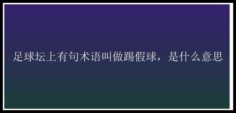 足球坛上有句术语叫做踢假球，是什么意思