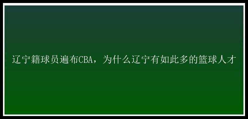 辽宁籍球员遍布CBA，为什么辽宁有如此多的篮球人才