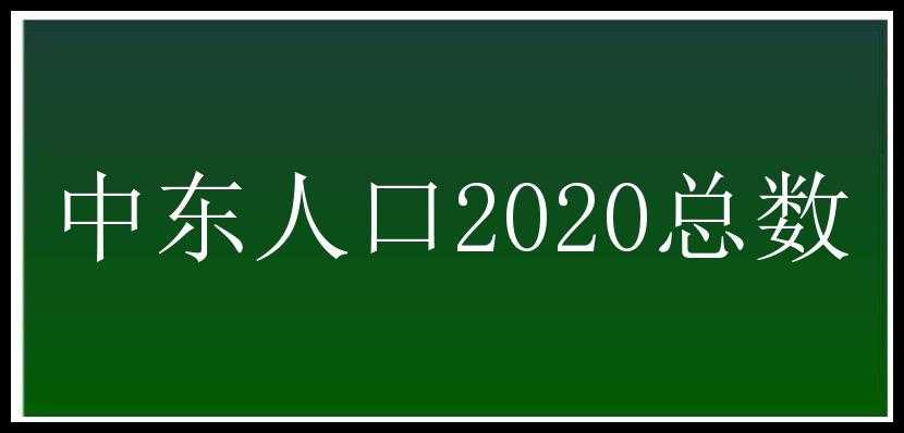 中东人口2020总数