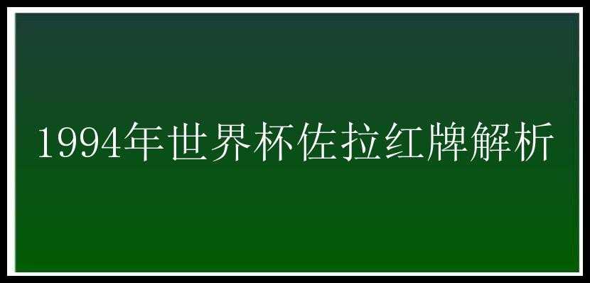 1994年世界杯佐拉红牌解析