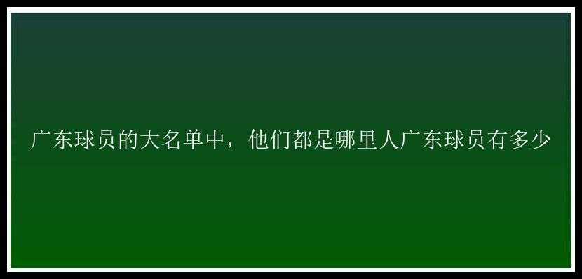 广东球员的大名单中，他们都是哪里人广东球员有多少