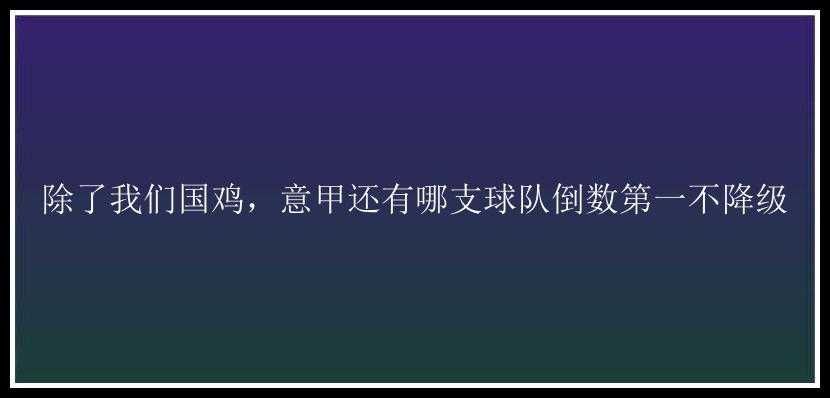 除了我们国鸡，意甲还有哪支球队倒数第一不降级