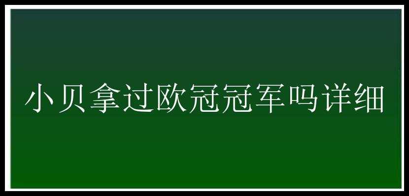 小贝拿过欧冠冠军吗详细