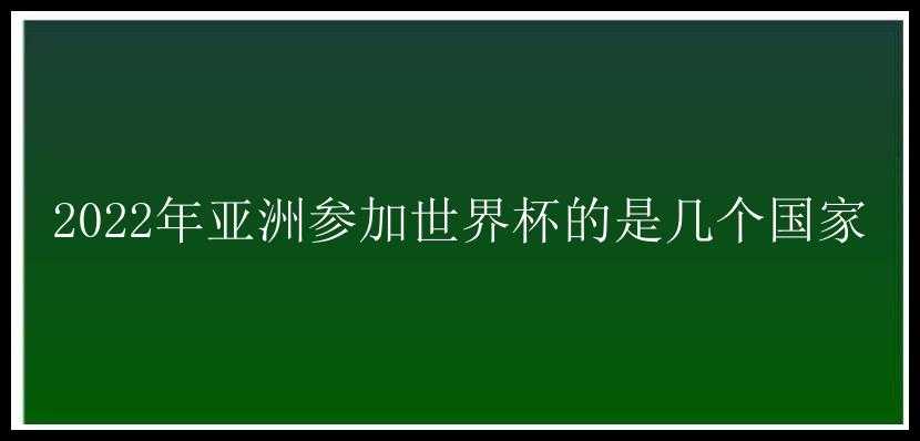 2022年亚洲参加世界杯的是几个国家