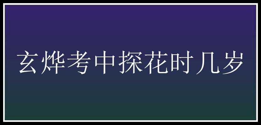 玄烨考中探花时几岁