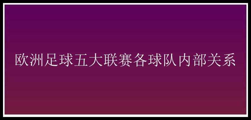 欧洲足球五大联赛各球队内部关系