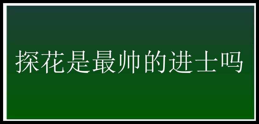 探花是最帅的进士吗